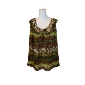 Zac & Rachel Woman Sleeveless Top Size 3X Brown Bohemian Fairy Peasant Feminine